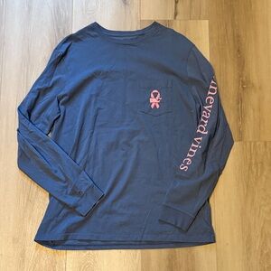 Vineyard Vines Men's Beast Cancer Awareness Long Sleeve Tee